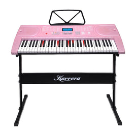 Karrera 61 Keys Electronic LED Piano Keyboard with Stand - Pink Kings Warehouse 