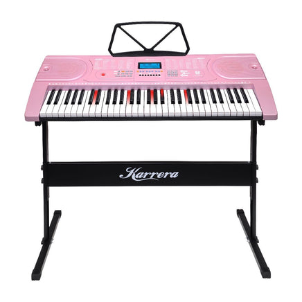 Karrera 61 Keys Electronic LED Piano Keyboard with Stand - Pink Kings Warehouse 