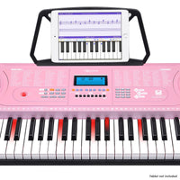 Karrera 61 Keys Electronic LED Piano Keyboard with Stand - Pink Kings Warehouse 