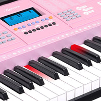 Karrera 61 Keys Electronic LED Piano Keyboard with Stand - Pink Kings Warehouse 