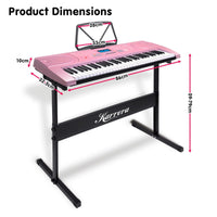 Karrera 61 Keys Electronic LED Piano Keyboard with Stand - Pink Kings Warehouse 