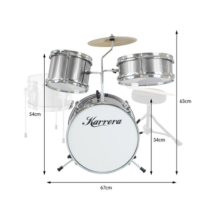 Karrera Childrens 4pc Drum Kit - Silver Kings Warehouse 