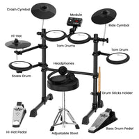Karrera TDX-16 Electronic Drum Kit with LCD, Toms, Snares Quiet Mesh Pads & Pedals, Adjustable Stool, Headphones Audio & Video Kings Warehouse 