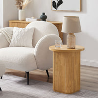 Kate Round Column Side Table in Natural Mid Season Sale Kings Warehouse 