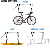 Kayak Bike Hoists Hanger Ladder Ceiling Mount 55 lb Capacity Hooks Pulleys Kings Warehouse 