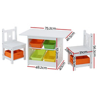 Keezi 3 PCS Kids Table and Chairs Set Children Furniture Play Toys Storage Box Big Baby Bazaar Kings Warehouse 