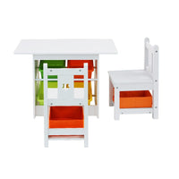 Keezi 3 PCS Kids Table and Chairs Set Children Furniture Play Toys Storage Box Big Baby Bazaar Kings Warehouse 