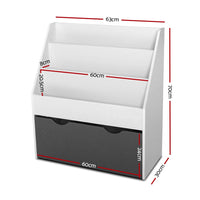 Keezi 3 Tiers Kids Bookshelf Magazine Rack Children Bookcase Organiser Storage Baby & Kids Kings Warehouse 