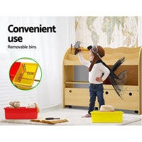 Keezi 3 Tiers Kids Bookshelf Storage Children Bookcase Toy Box Organiser Display Baby & Kids Kings Warehouse 
