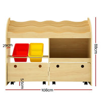 Keezi 3 Tiers Kids Bookshelf Storage Children Bookcase Toy Box Organiser Display Baby & Kids Kings Warehouse 