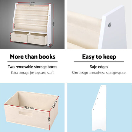 Keezi 4 Tiers Kids Bookshelf Magazine Rack Children Bookcase Organiser Drawer Baby & Kids Kings Warehouse 