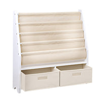 Keezi 4 Tiers Kids Bookshelf Magazine Rack Children Bookcase Organiser Drawer Baby & Kids Kings Warehouse 