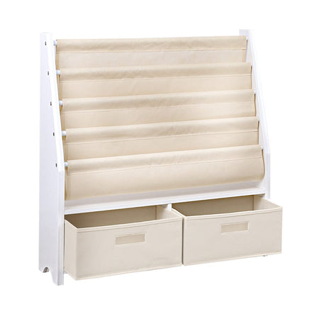Keezi 4 Tiers Kids Bookshelf Magazine Rack Children Bookcase Organiser Drawer Baby & Kids Kings Warehouse 