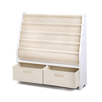 Keezi 4 Tiers Kids Bookshelf Magazine Rack Children Bookcase Organiser Drawer Baby & Kids Kings Warehouse 