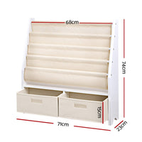 Keezi 4 Tiers Kids Bookshelf Magazine Rack Children Bookcase Organiser Drawer Baby & Kids Kings Warehouse 