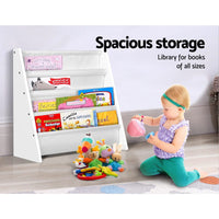 Keezi 4 Tiers Kids Bookshelf Magazine Shelf Children Bookcase Rack Organiser Baby & Kids Kings Warehouse 