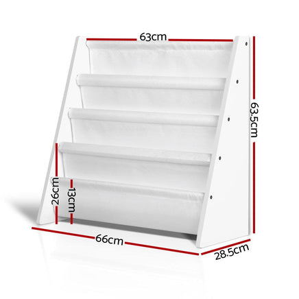 Keezi 4 Tiers Kids Bookshelf Magazine Shelf Children Bookcase Rack Organiser Baby & Kids Kings Warehouse 