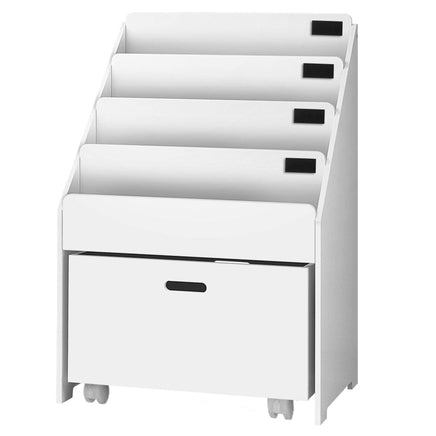 Keezi 4 Tiers Kids Bookshelf Storage Organiser Children Bookcase Drawers Display Baby & Kids Kings Warehouse 