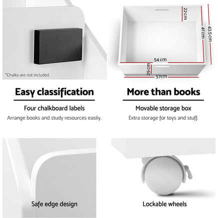 Keezi 4 Tiers Kids Bookshelf Storage Organiser Children Bookcase Drawers Display Baby & Kids Kings Warehouse 