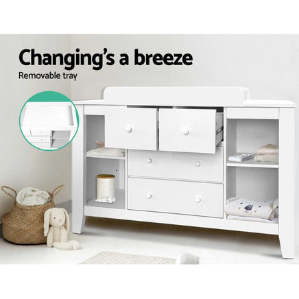 Keezi Baby Changing Table Diaper Station Drawers Chest Cabinet Nursery Furniture Baby & Kids Kings Warehouse 