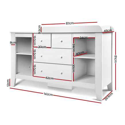 Keezi Baby Changing Table Diaper Station Drawers Chest Cabinet Nursery Furniture Baby & Kids Kings Warehouse 