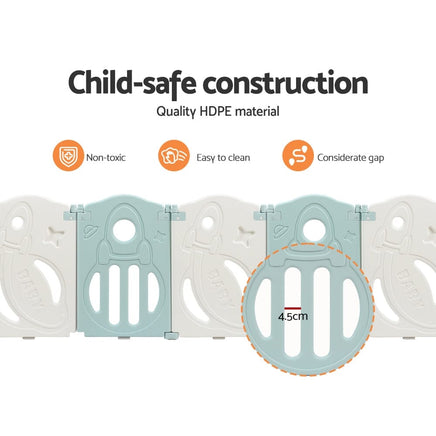 Keezi Baby Playpen 16 Panels Foldable Toddler Fence Safety Play Activity Barrier Kings Warehouse 