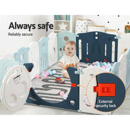 Keezi Baby Playpen 16 Panels Foldable Toddler Fence Safety Play Activity Barrier Kings Warehouse 