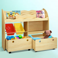 Keezi Kids Bookshelf Children Bookcase Toy Storage Box Organiser Display Rack Kings Warehouse 