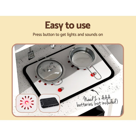 Keezi Kids Kitchen Play Set Wooden Pretend Toy Children Cooking Cookware Utensil Baby & Kids Kings Warehouse 