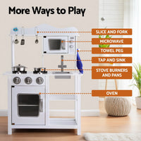 Keezi Kids Kitchen Play Set Wooden Pretend Toys Cooking Children Cookware Food Baby & Kids Kings Warehouse 
