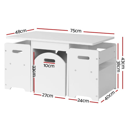 Keezi Kids Multi-function Table and Chair Hidden Storage Box Toy Activity Desk Big Baby Bazaar Kings Warehouse 
