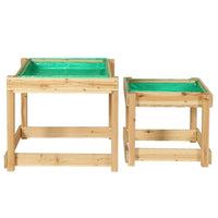 Keezi Kids Sandpit Sand and Water Wooden Table with Cover Outdoor Sand Pit Toys Kings Warehouse 
