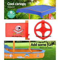 Keezi Kids Sandpit Wooden Boat Sand Pit with Canopy Bench Seat Beach Toys 150cm Baby & Kids Kings Warehouse 