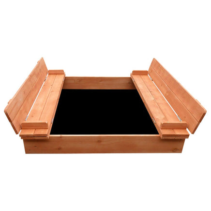 Keezi Kids Sandpit Wooden Sandbox Sand Pit Foldable Seat Outdoor Beach Toys 90cm Baby & Kids Kings Warehouse 