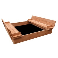 Keezi Kids Sandpit Wooden Sandbox Sand Pit Foldable Seat Outdoor Beach Toys 90cm Baby & Kids Kings Warehouse 