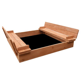 Keezi Kids Sandpit Wooden Sandbox Sand Pit Foldable Seat Outdoor Beach Toys 90cm Baby & Kids Kings Warehouse 
