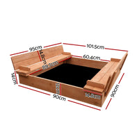 Keezi Kids Sandpit Wooden Sandbox Sand Pit Foldable Seat Outdoor Beach Toys 90cm Baby & Kids Kings Warehouse 