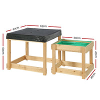 Keezi Kids Sandpit Wooden Sandbox Sand Pit Water Table Outdoor Toys 101cm Baby & Kids Kings Warehouse 