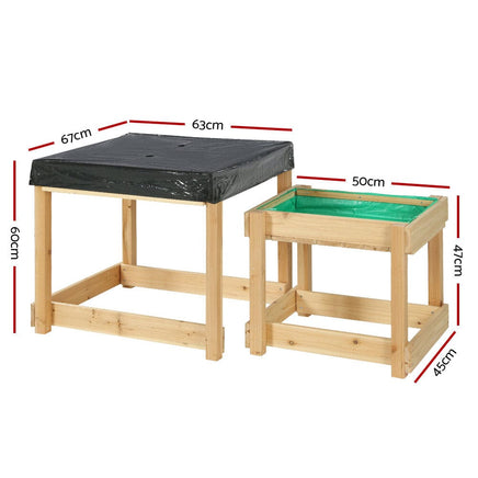 Keezi Kids Sandpit Wooden Sandbox Sand Pit Water Table Outdoor Toys 101cm Baby & Kids Kings Warehouse 