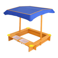 Keezi Kids Sandpit Wooden Sandbox Sand Pit with Canopy Water Basin Toys 103cm Baby & Kids Kings Warehouse 