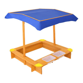 Keezi Kids Sandpit Wooden Sandbox Sand Pit with Canopy Water Basin Toys 103cm Baby & Kids Kings Warehouse 