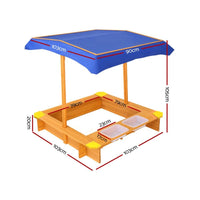 Keezi Kids Sandpit Wooden Sandbox Sand Pit with Canopy Water Basin Toys 103cm Baby & Kids Kings Warehouse 