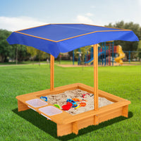 Keezi Kids Sandpit Wooden Sandbox Sand Pit with Canopy Water Basin Toys 103cm Baby & Kids Kings Warehouse 