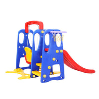 Keezi Kids Slide Swing Set Basketball Hoop Outdoor Playground Toys 120cm Blue Baby & Kids Kings Warehouse 