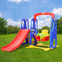 Keezi Kids Slide Swing Set Basketball Hoop Outdoor Playground Toys 120cm Blue Baby & Kids Kings Warehouse 