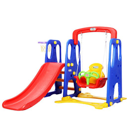 Keezi Kids Slide Swing Set Basketball Hoop Outdoor Playground Toys 120cm Blue Baby & Kids Kings Warehouse 