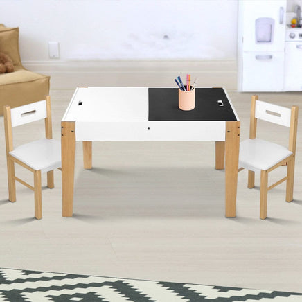 Keezi Kids Table Chair Set Children Storage Study Desk Toy Play Game Chalkboard Kings Warehouse 
