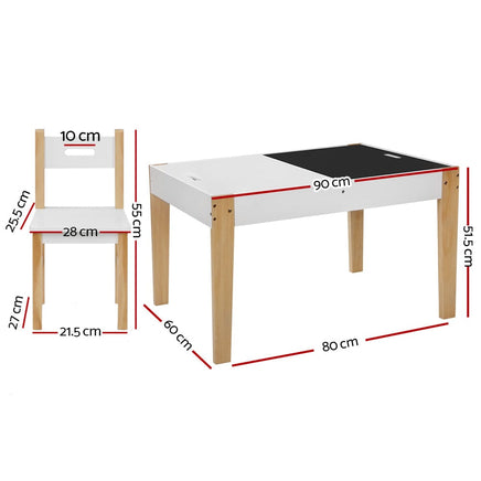 Keezi Kids Table Chair Set Children Storage Study Desk Toy Play Game Chalkboard Kings Warehouse 