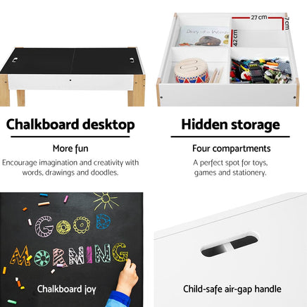 Keezi Kids Table Chair Set Children Storage Study Desk Toy Play Game Chalkboard Kings Warehouse 
