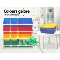 Keezi Kids Toy Box 12 Bins Bookshelf Organiser Children Storage Rack Baby & Kids Kings Warehouse 